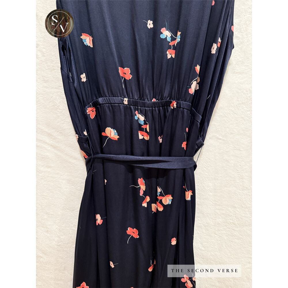 J. Jill Sleeveless Navy Floral Silky Maxi Dress Plus Size 4X - Picture 7 of 10